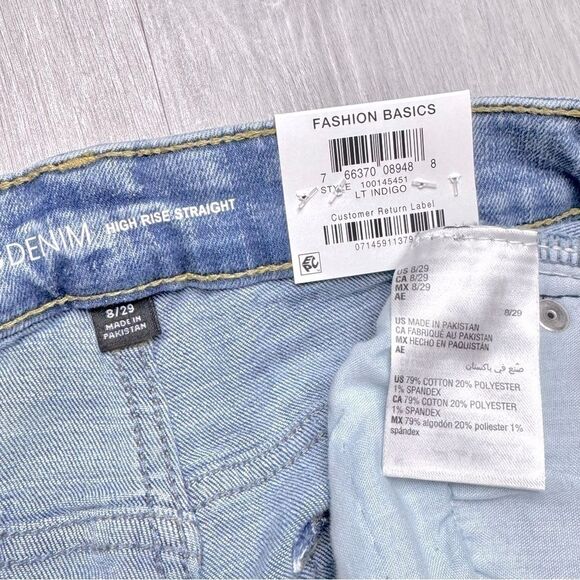 INC International Concepts Women's Distressed High Rise Straight Leg Jeans 8/29 - Picture 2 of 3